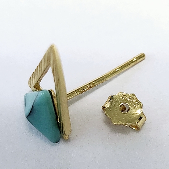 NEW Turquoise Sterling Silver Trillion Earrings - Picture 6 of 9